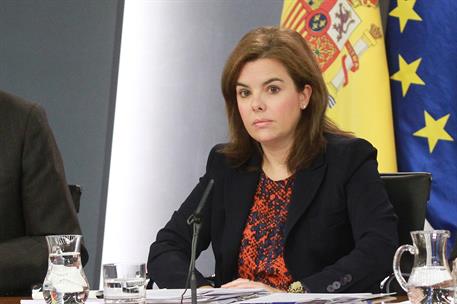 20/12/2013. Consejo de Ministros: Sáenz de Santamaría, Báñez y Gallardón. La vicepresidenta, ministra de la Presidencia y portavoz, Soraya S...