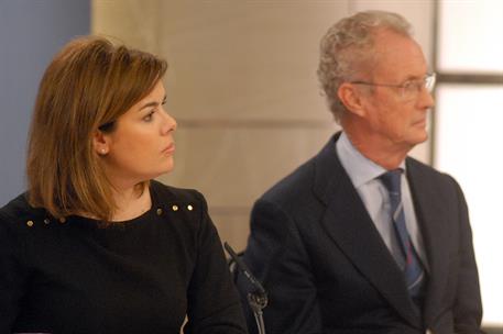 18/01/2013. Consejo de Ministros: Sáenz de Santamaría y Morenés. La vicepresidenta, ministra de la Presidencia y Portavoz, Soraya Sáenz de S...