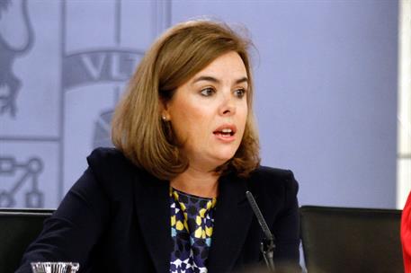 12/09/2014. Consejo de Ministros: Sáenz de Santamaría y Mato. La vicepresidenta del Gobierno, ministra de la Presidencia y portavoz del Gobi...