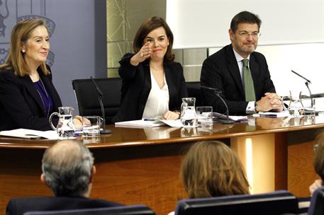 13/03/2015. Consejo de Ministros: Sáenz de Santamaría, Catalá y Pastor. La vicepresidenta del Gobierno, ministra de la Presidencia y portavo...