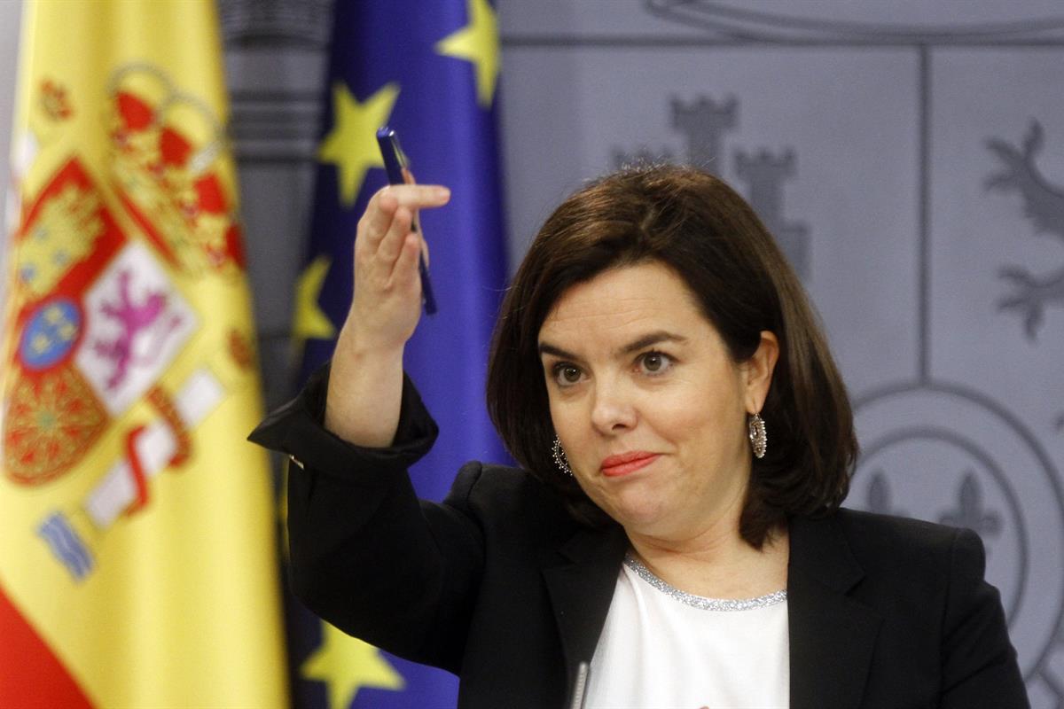 4/03/2016. Consejo de Ministros: Sáenz de Santamaría. La vicepresidenta del Gobierno en funciones, Soraya Sáenz de Santamaría, durante la ru...