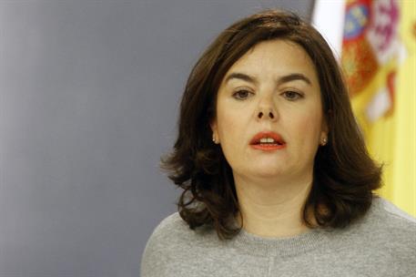 8/01/2016. Consejo de Ministros: Sáenz de Santamaría, Báñez y Tejerina. La vicepresidenta del Gobierno en funciones, Soraya Sáenz de Santama...