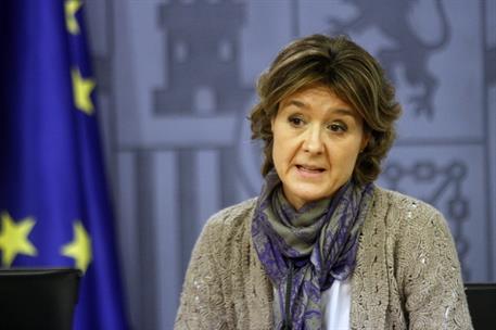 8/01/2016. Consejo de Ministros: Sáenz de Santamaría, Báñez y Tejerina. La ministra de Agricultura, Alimentación y Medioambiente en funcione...