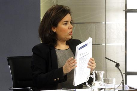 12/02/2016. Consejo de Ministros: Sáenz de Santamaría. La vicepresidenta del Gobierno, Soraya Sáenz de Santamaría, durante un momento de la ...