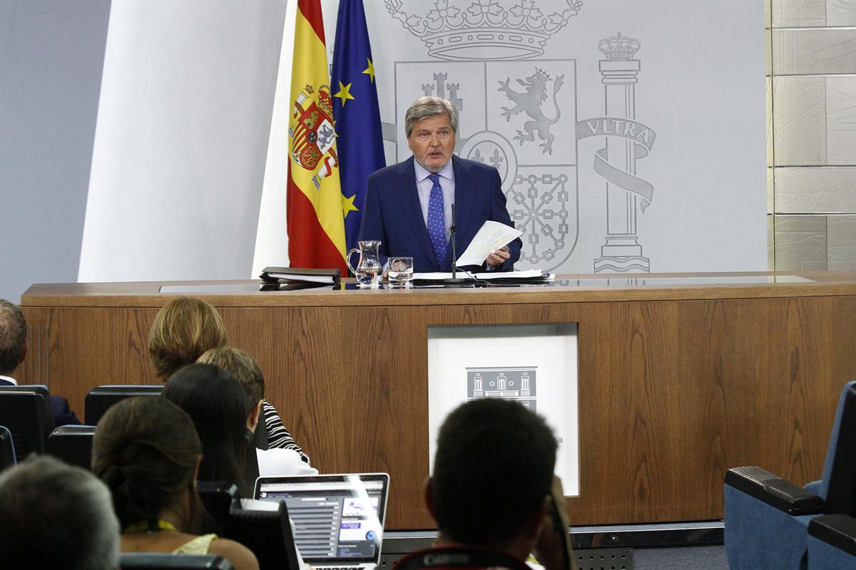 1/09/2017. Consejo de Ministros: Méndez de Vigo. El ministro de Educación, Cultura y Deporte y portavoz del Gobierno, Íñigo Méndez de Vigo, ...