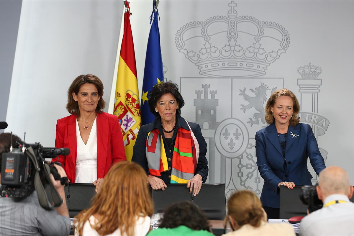 5/10/2018. Rueda de prensa posterior al Consejo de Ministros. La ministra de Educación y Formación Profesional y portavoz del Gobierno, Marí...