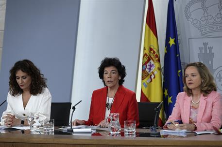 20/07/2018. Rueda de prensa posterior al Consejo de Ministros. La ministra de Educación y Formación Profesional y portavoz del Gobierno, Mar...