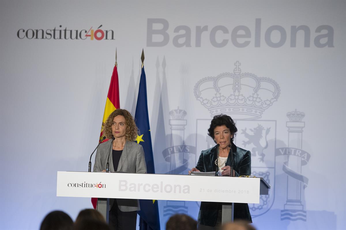 21/12/2018. Consejo de Ministros en Barcelona. La ministra de Educación y Formación Profesional y portavoz del Gobierno, Isabel Celaá, y la ...