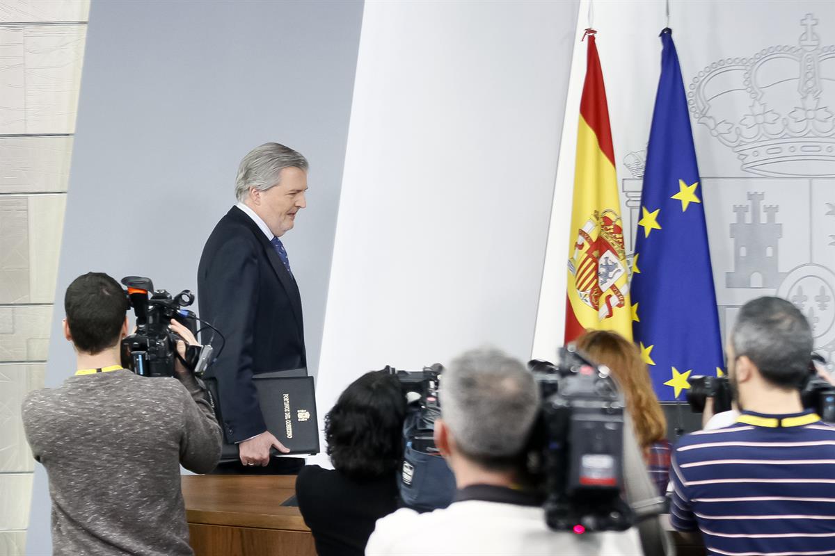 23/02/2018. Consejo de Ministros: Méndez de Vigo. El ministro de Educación, Cultura y Deporte y portavoz del Gobierno, Íñigo Méndez de Vigo,...