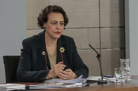 5/04/2019. Consejo de Ministros: Celaá, Valerio y Ribera. La ministra de Trabajo, Migraciones y Seguridad Social, Magdalena Valerio, durante...