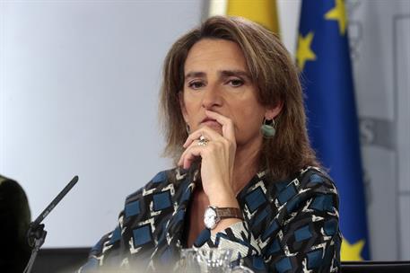 8/11/2019. Consejo de Ministros: Celaá, Planas y Ribera. La ministra para la Transición Ecológica en funciones, Teresa Ribera, atiende a los...