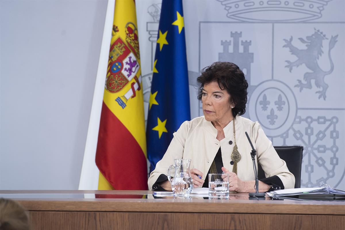 12/07/2019. Consejo de Ministros: Celaá. La ministra de Educación y Formación Profesional y portavoz del Gobierno en funciones, Isabel Celaá...