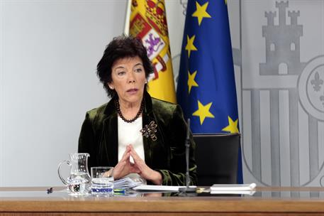 13/12/2019. Consejo de Ministros: Celaá. La ministra de Educación y Formación Profesional y portavoz del Gobierno en funciones, Isabel Celaá...