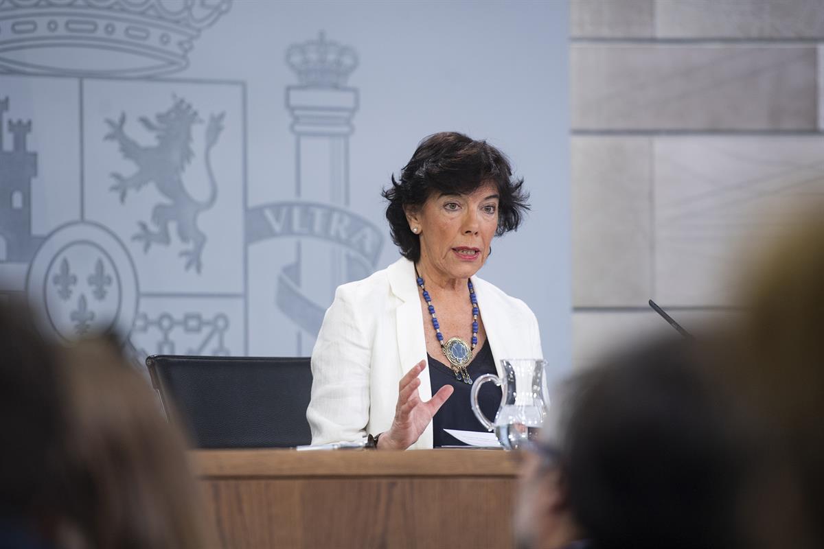 14/06/2019. Consejo de Ministros: Celaá. La ministra de Educación y Formación Profesional y portavoz del Gobierno en funciones, Isabel Celaá...