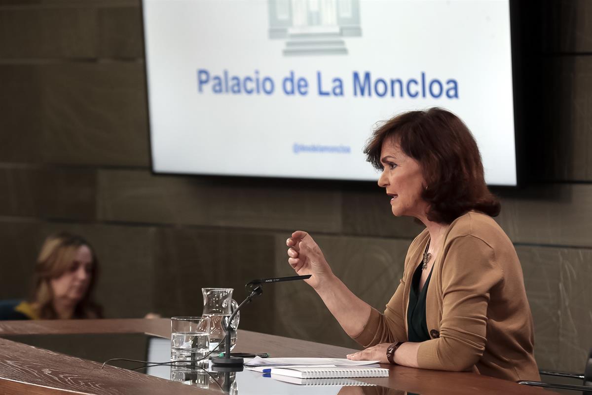 15/03/2019. Consejo de Ministros: Calvo. La vicepresidenta del Gobierno y ministra de la Presidencia, Relaciones con las Cortes e Igualdad, ...