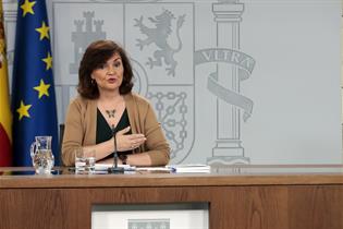 Carmen Calvo durante la rueda de prensa posterior al Consejo de Ministros