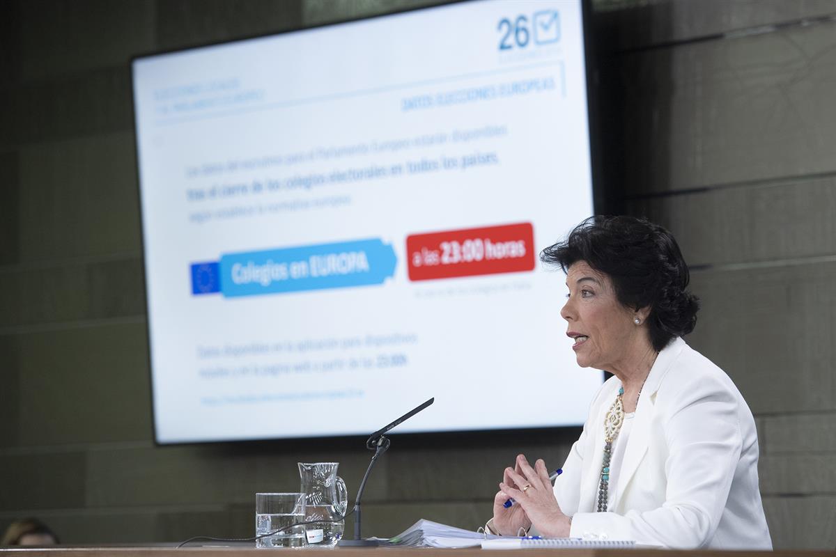 17/05/2019. Consejo de Ministros: Celaá. La ministra de Educación y Formación Profesional y portavoz del Gobierno en funciones, Isabel Celaá...