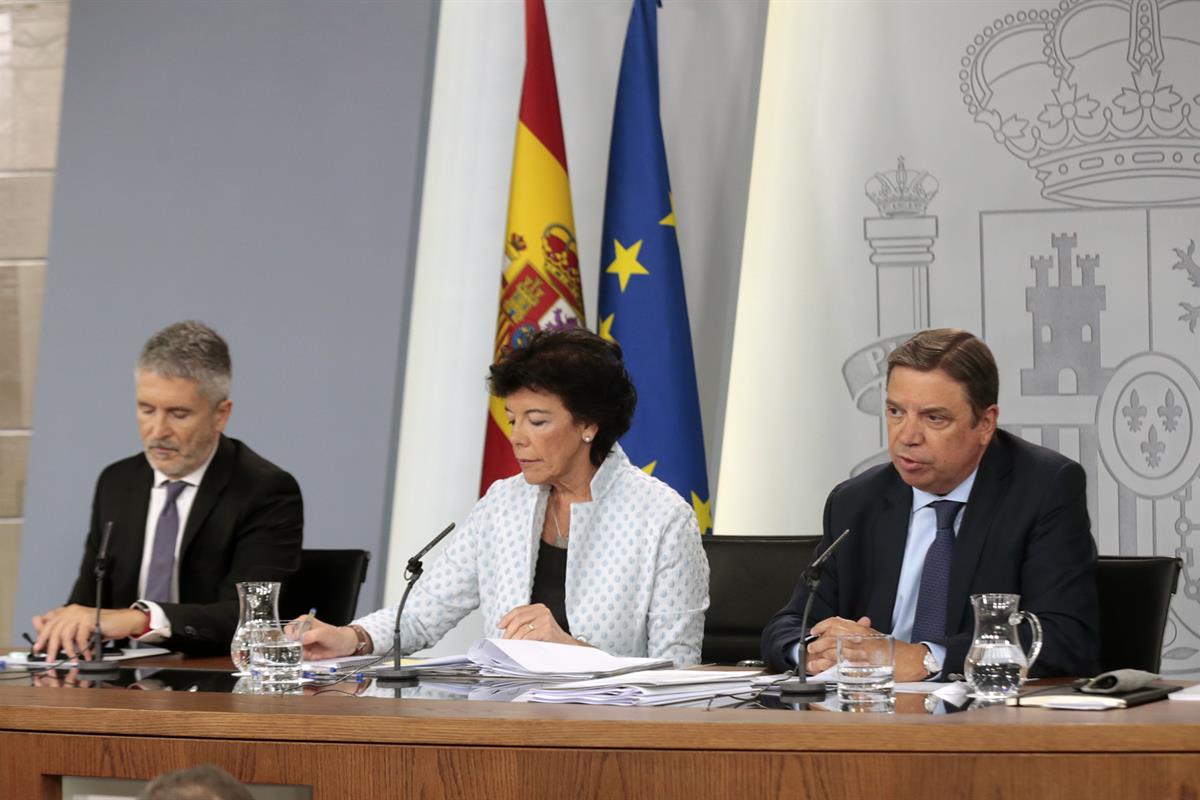 20/09/2019. Consejo de Ministros: Celaá, Planas y Marlaska. La ministra de Educación y Formación Profesional y portavoz del Gobierno en func...