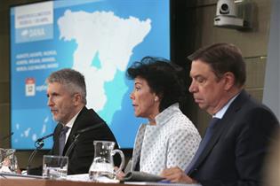 Marlaska, Celaá y Planas durante la rueda de prensa posterior al Consejo de MInistros