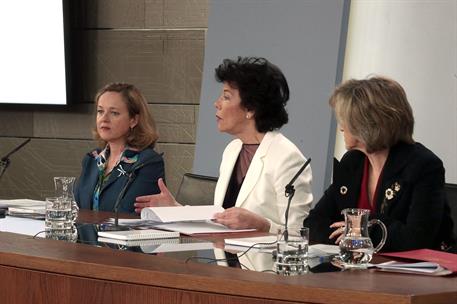 22/03/2019. Consejo de Ministros: Celaá, Carcedo y Calviño. La ministra de Educación y Formación Profesional y portavoz del Gobierno, Isabel...