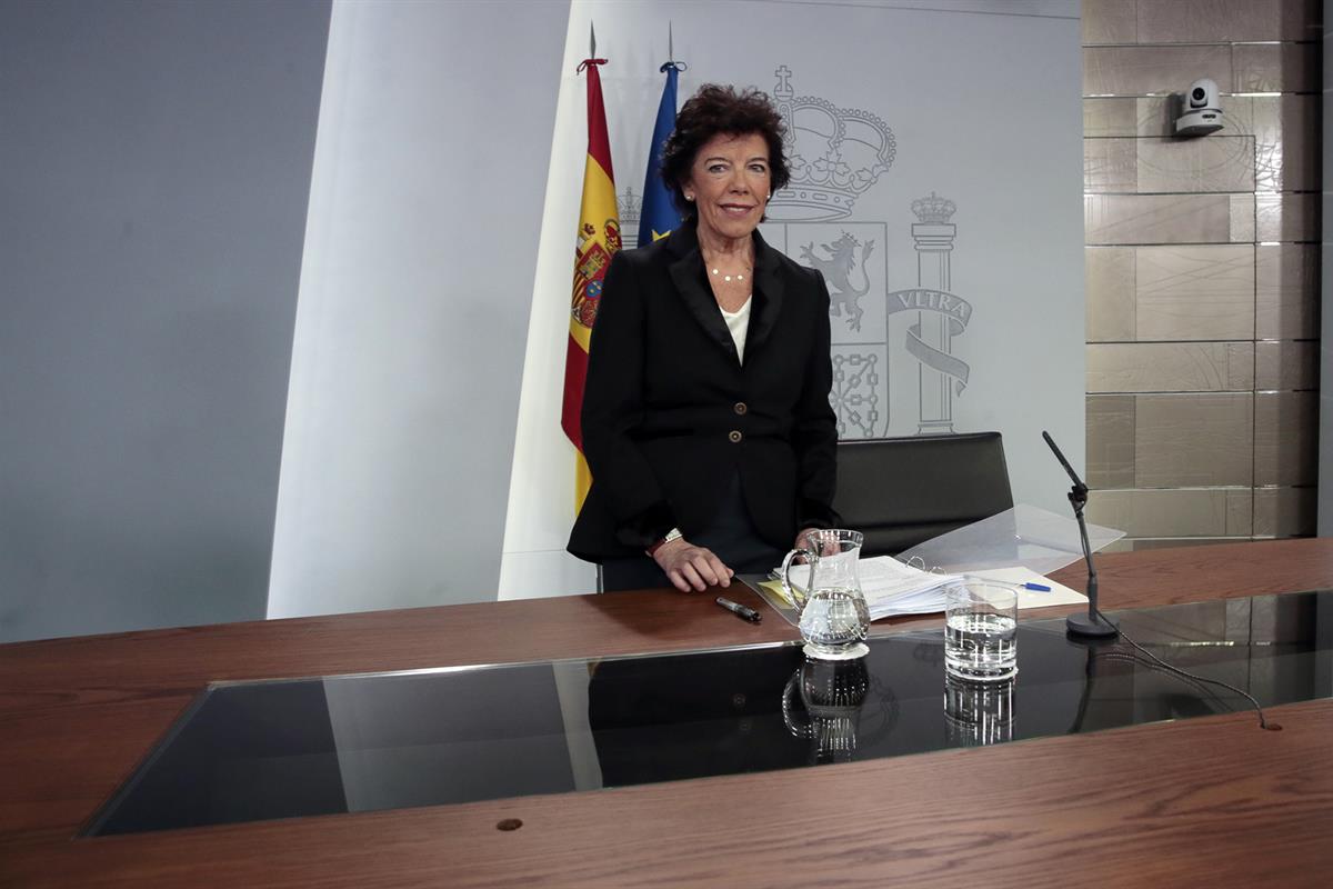 25/10/2019. Consejo de Ministros: Celaá. La ministra de Educación y Formación Profesional y portavoz del Gobierno en funciones, Isabel Celaá...