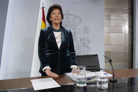 31/05/2019. La ministra de Educación y Formación Profesional y portavoz del Gobierno en funciones, Isabel Celaá, momentos antes de comenzar ...
