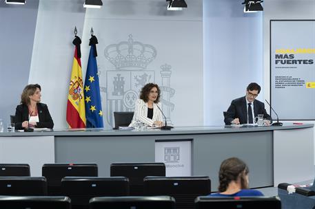 2/06/2020. Consejo de Ministros: Montero, Ribera e Illa. La ministra de Hacienda y portavoz del Gobierno, María Jesús Montero, la vicepresid...