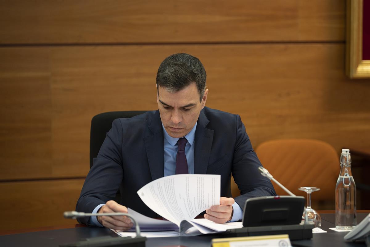 8/05/2020. Consejo de Ministros. El jefe del Ejecutivo, Pedro Sánchez, preside la reunión del Consejo de Ministros extraordinario de carácte...