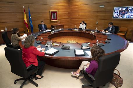 8/05/2020. Consejo de Ministros. El jefe del Ejecutivo, Pedro Sánchez, preside la reunión del Consejo de Ministros extraordinario de carácte...