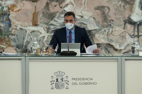 8/09/2020. Consejo de Ministros. El jefe del Ejecutivo, Pedro Sánchez, preside la reunión del Consejo de Ministros en La Moncloa.