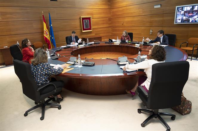 12/05/2020. Consejo de Ministros. El jefe del Ejecutivo, Pedro Sánchez, preside la reunión del Consejo de Ministros con carácter no presenci...