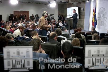 14/01/2020. Consejo de Ministros: Sánchez. El presidente del Gobierno, Pedro Sánchez, ha comparecido ante los medios de comunicación tras la...