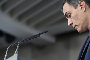 El presidente del Gobierno, Pedro Sánchez, durante la rueda de prensa