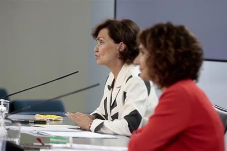 15/09/2020. Consejo de Ministros: María Jesús Montero y Carmen Calvo. La vicepresidenta primera y ministra de la Presidencia, Relaciones con...