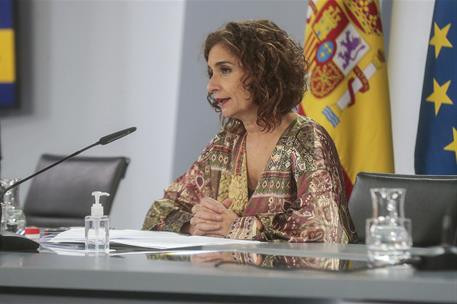 22/12/2020. Consejo de Ministros. La ministra de Hacienda y portavoz del Gobierno, María Jesús Montero, durante su intervención en la rueda ...