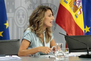 La ministra de Trabajo y Economía Social, Yolanda Díaz, durante la rueda de prensa posterior al Consejo de Ministros