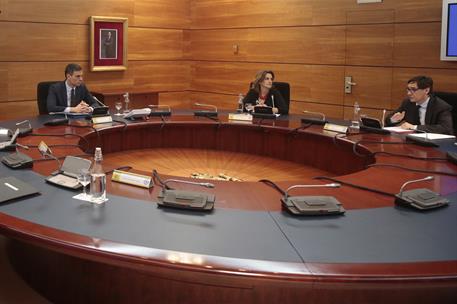 29/05/2020. Consejo de Ministros: Montero, Iglesias y Escrivá. El jefe del Ejecutivo, Pedro Sánchez, preside la reunión del Consejo de Minis...