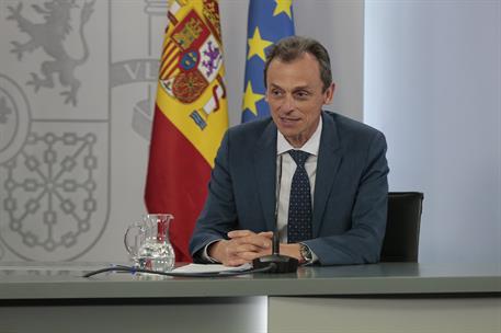 30/06/2020. Consejo de Ministros: Planas, Montero y Duque. El ministro de Ciencia e Innovación, Pedro Duque, durante la rueda de prensa post...