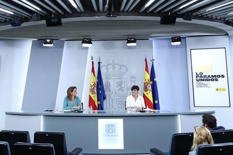 3/08/2021. Rueda de prensa tras el Consejo de Ministros: Rodríguez y Ribera. La ministra de Política Territorial y portavoz del Gobierno, Is...