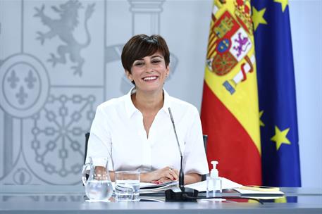 3/08/2021. Rueda de prensa tras el Consejo de Ministros: Rodríguez y Ribera. La ministra de Política Territorial y portavoz del Gobierno, Is...