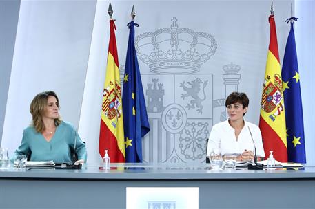 3/08/2021. Rueda de prensa tras el Consejo de Ministros: Rodríguez y Ribera. La ministra de Política Territorial y portavoz del Gobierno, Is...