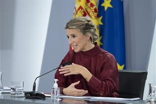 Yolanda Díaz durante la rueda de prensa posterior al Consejo de Ministros