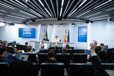 5/10/2021. Rueda de prensa posterior al Consejo de Ministros: Isabel Rodríguez y Félix Bolaños. La ministra de Política Territorial y portav...