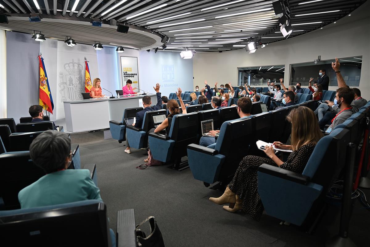 7/09/2021. Rueda de prensa posterior al Consejo de Ministros: Rodríguez y Alegría. La ministra de Educación y Formación Profesional, Pilar A...