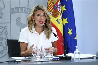 Yolanda Díaz durante la rueda de prensa posterior al Consejo de Ministros
