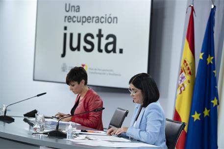 8/11/2021. Rueda de prensa posterior al Consejo de Ministros: Isabel Rodríguez y Carolina Darias. La ministra de Política Territorial y port...