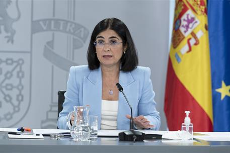 8/11/2021. Rueda de prensa posterior al Consejo de Ministros: Isabel Rodríguez y Carolina Darias. La ministra de Sanidad, Carolina Darias, d...