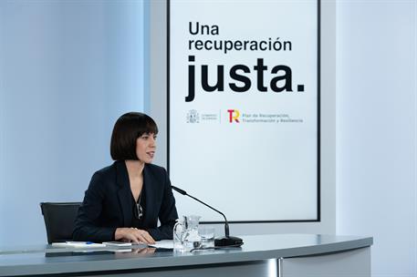 11/10/2021. Consejo de Ministros: Planas, Rodríguez y Morant. La ministra de Ciencia e Innovación, Diana Morant, durante su intervención en ...
