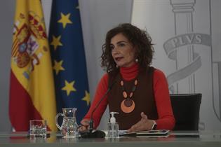 La ministra de Hacienda y portavoz del Gobierno, María Jesús Montero, durante su intervención en la rueda de prensa