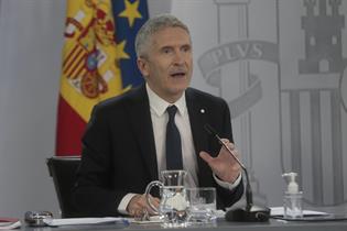 El ministro del Interior, Fernando Grande-Marlaska, durante su intervención en la rueda de prensa tras el Consejo de Ministros
